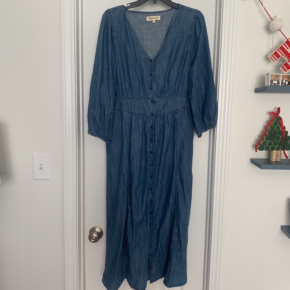 Madewell Denim Pieced-Waist Midi dress Marissa Wash